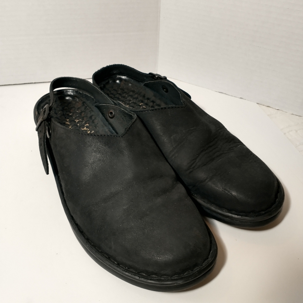 Josef Seibel Black Leather Comfort Air Massage Slingback Mule, US‎ 9.5, Euro 41